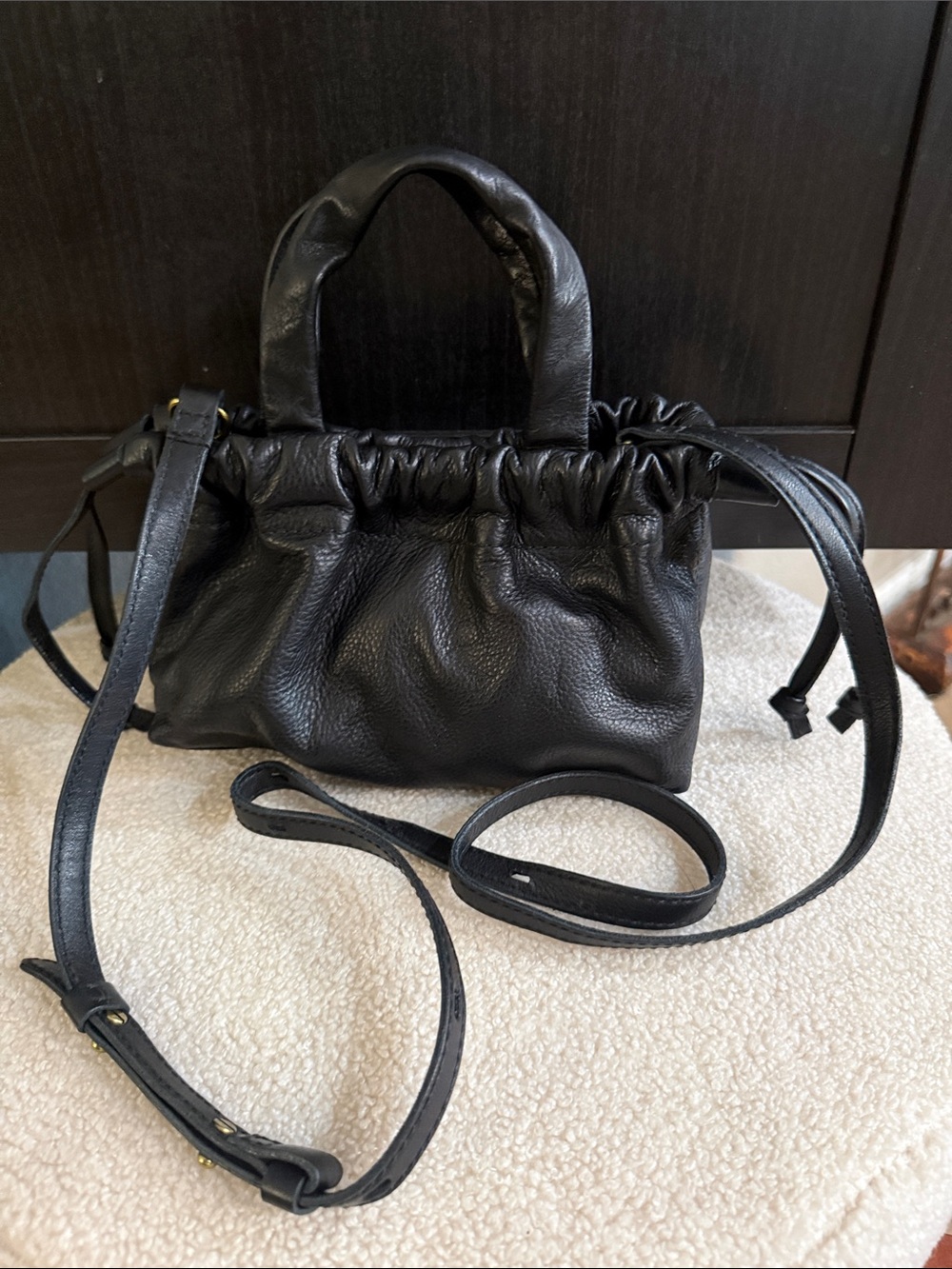 Madewell Piazza Black  Leather Top-Handle Crossbody Bag